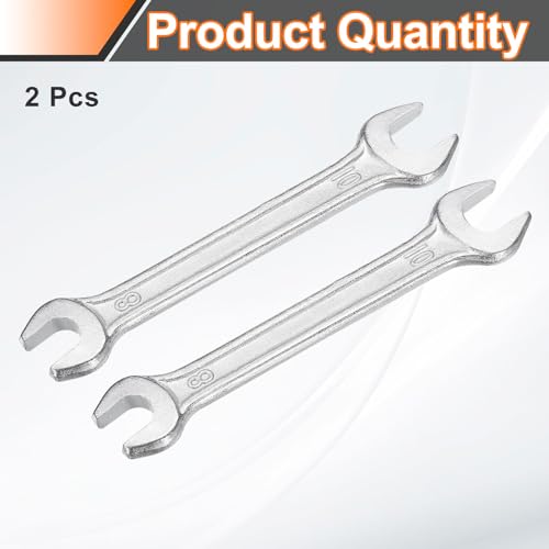 2pcs Double Open End Wrench 8mm x 10mm Metric 15 Degree Offset Angle Small Flat Head Wrench Galvanizing Open Ended Spanner for Automotive Repair Furniture Assembly (8mm x 10mm)