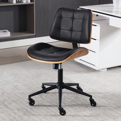 Home Office Desk Chair with Rubber Wheels (Black / Standard Style)