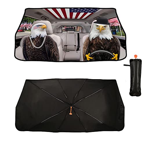 Eagle Car Windshield Sun Shade Umbrella American Flag Sunshade (57X31 Inch / Color-EG6)
