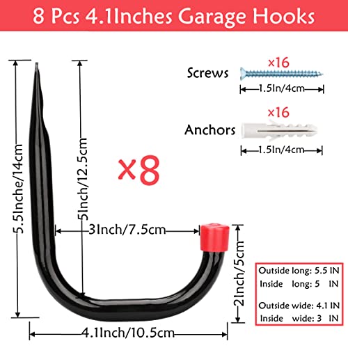 Heavy Duty Steel Garage Storage Utility Hooks (4.1inch)
