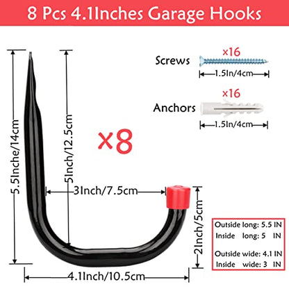 Heavy Duty Steel Garage Storage Utility Hooks (4.1inch)