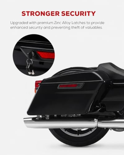 Motorcycle Saddlebags Hard Saddle Bags For Harley Touring 2014 (Standard-Vivid Black W/ Black Latches)