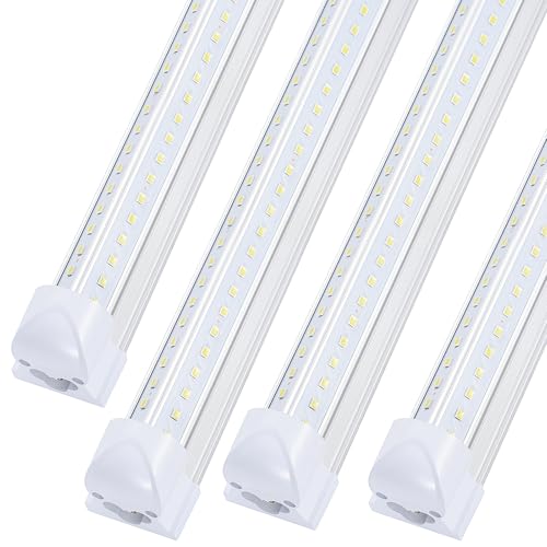 4 Pack Led Shop Lights (4PCS 8FT 2 Row V-Shape 6000K)