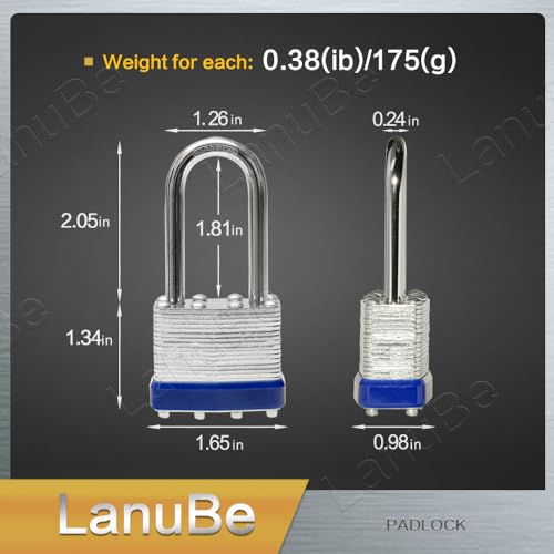 Laminated Keyed Alike Padlock 48 Pack 1.6 (48 pack Blue)