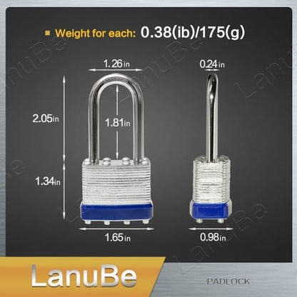 Laminated Keyed Alike Padlock 48 Pack 1.6 (48 pack Blue)