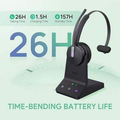WH64 Mono DECT & Bluetooth Wireless Headset for Phone PC Cellphone (Mono)