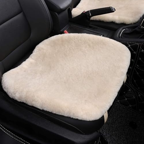 Genuine Sheepskin Car Seat Cover for Fuzzy Soft Fur Wool Cushion (Pearl)