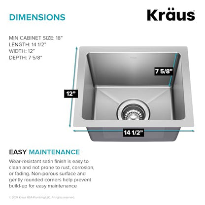 Fairlane 15 inch Undermount Single Bowl 18 (15 Inch / Single Bowl — Undermount)