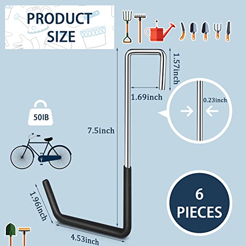 6 Pack Heavy Duty Rafter Hooks for Hanging Vinyl Coated Large S Hooks for Hanging Ladder Bike Hangers Garage Storage Organizer Black (Black 6mm)