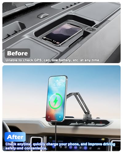 Extended 15W Magnetic Wireless Car Charger Phone Mount for Ford Bronco 2021 (Extended)