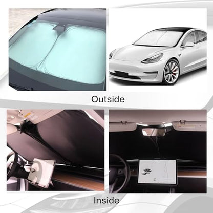 300T Sunshade for Tesla Model Y Model 3 (Silver)