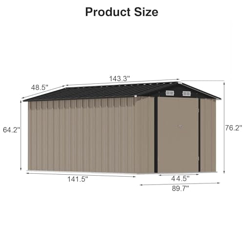 8x12 FT Outdoor Storage Shed (Brown / 8x12 FT)