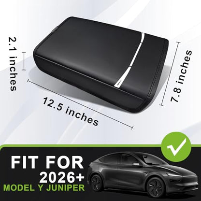 Armrest Cover for Tesla Model Y Refresh 2026 (13) 25+ |Juniper| Black, Regular)