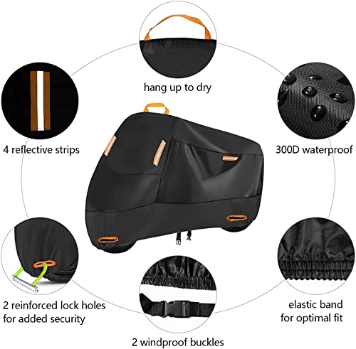 Motorcycle Cover Heavy Duty for 108" Cruiser Touring (Black / XXXXL (108" x 37" x 55"))