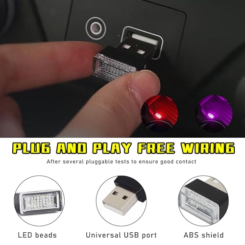 4 PCS USB LED Car Interior Atmosphere Lamp (2 Red+2 Purple)
