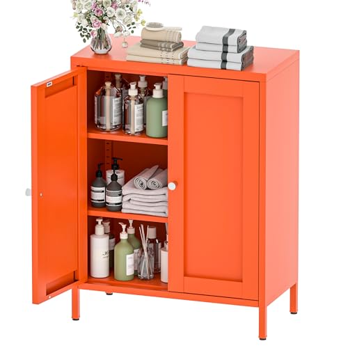 Metal Bathroom Storage Cabinet (Orange / 31.5"H 2 Doors)
