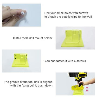 5 Pack Tool Holder Compatible with Ryobi 18V Wall Mount Plastic (5 Pack)