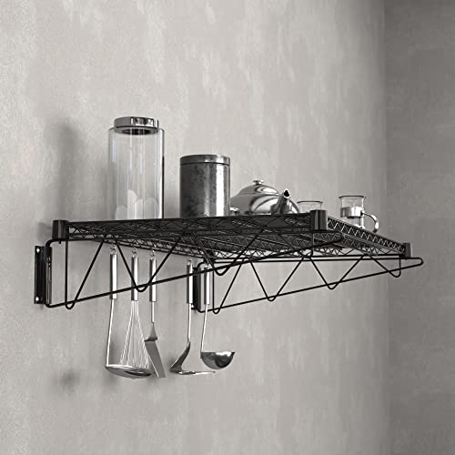 24" x 36" Black Epoxy Wire Wall Mount Shelf (Black / 24" x 36")