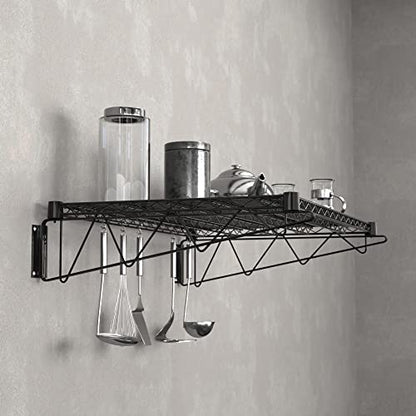 24" x 36" Black Epoxy Wire Wall Mount Shelf (Black / 24" x 36")