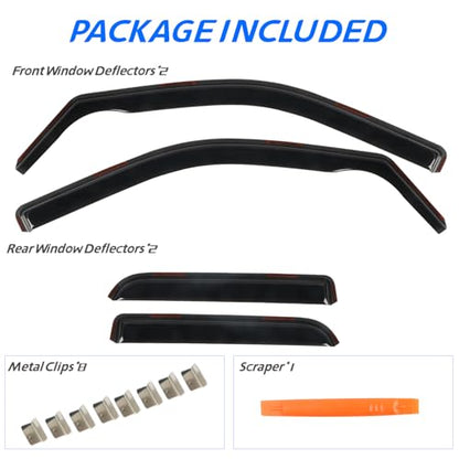 4 PCS in Channel Rain Guards for 2009 (For 09-18 Ram 1500 Quad Cab)