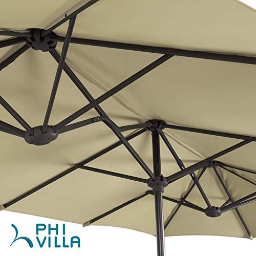 13ft Double Sided Twin Outdoor Patio Umbrella Market Umbrella (Beige)