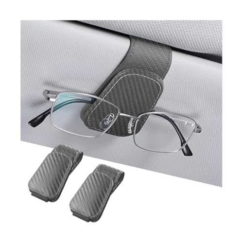 2PCS Sunglasses Holders for Car Sun Visor (2 Pack / Gray/Carbon Fiber)
