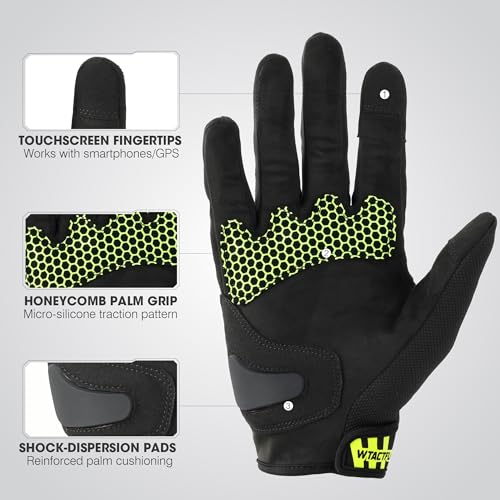 Lightweight Motorcycle Gloves for Men Touchscreen Summer (Fluorescent Green / Small)