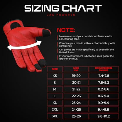 JAG Motorcycle Touchscreen Gloves (Red/Zip / X-Large)