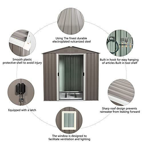 6x5 FT Outdoor Storage Shed (6x5 FT/Window / Warm Gray)