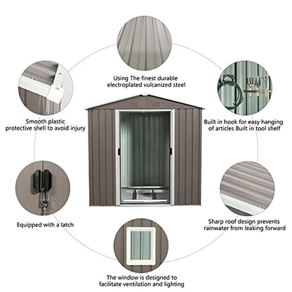 6x5 FT Outdoor Storage Shed (6x5 FT/Window / Warm Gray)
