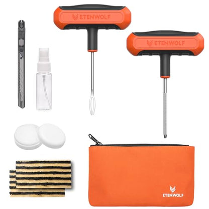 Flat Tire Repair Kit with Plugs 16 Pcs (Vivid Orange1 / 16pcs)