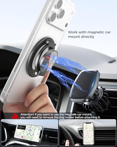 Dual Sided Magnetic Ring Holder for Gym MagSafe Stand & Phone Grip (Black)