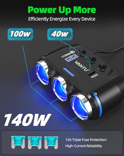 QC3.0&PD Cigarette Lighter Adapter (140W-B39-C)