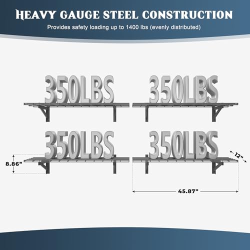 4 Pack Wall Mounted Garage Shelving (4 pack-1x4ft)
