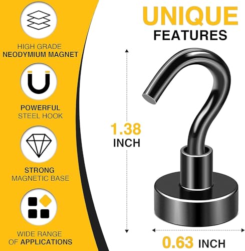 Magnetic Hooks 100pcs 30lbs Cruise Essentials 2026 Magnet Hook Black (Black / 0.63in)