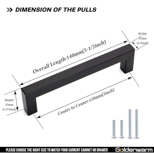 200 Pack 5 Inch Matte Black Cabinet Handles Kitchen Drawer Pulls (Matte Black / 5 Inch Hole Centers)