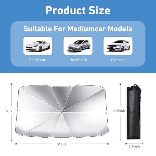 1 PC Car Sunshade Umbrella (1 PC / Silver #B)