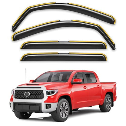 Window Visors Rain Guards for Toyota Tundra CrewMax 2007 (Fit for 2007-2021 Tundra CrewMax)