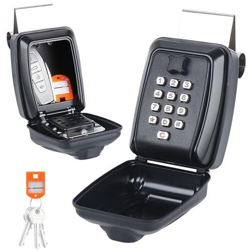 Car Window Punch Button Lock Box (Dark Black Car Lock Box with Keypad)