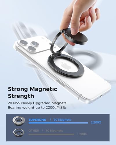 Dual Sided Magnetic Ring Holder for Gym MagSafe Stand & Phone Grip (Black)