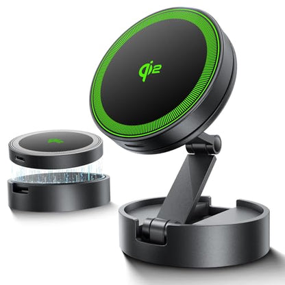 Magnetic Car Mount Charger Lite Qi2 15W Fast Wireless Charging (Black)