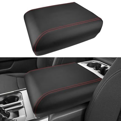 Center Console Cover for 2025 2026 Ford F150 Accessories Interior 2021 2022 2023 2024 Car Middle Arm Rest Armrest Lid Seat Cover Protector Elbow Cushion Pad (red stitches / 2021-2026)