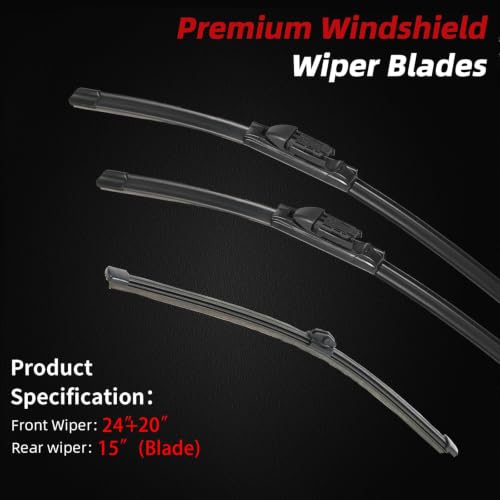 Windshield Wiper Blades Replacement for Audi Q5 2018 (24"+20"+15"(Top Lock))