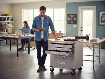 Heavy Duty Rolling Storage Cabinet with Wheels and Drawers (6 Drawer (28" W x 25" D x 34.5" H) / Granite)