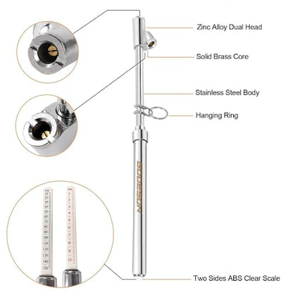 Dual Head Tire Pressure Gauge (Silver / 2 Pack)