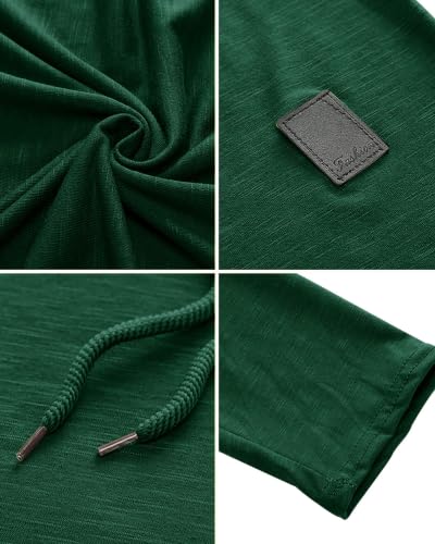 Mens Fashion Athletic Hoodies Sport Sweatshirt Solid Color Fleece Pullover Dark Green XX (XX-Large / Dark Green)