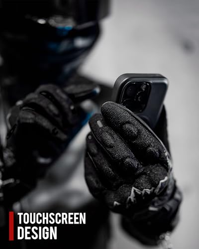 Motorcycle Gloves Motorbike Glove for Men Women Full Finger Knuckle Protection Touch Screen Cycling ATV Hiking Riding (Large / mountain-Black)