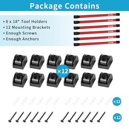 6 Pieces 18" Magnetic Tool Holder Strip (Red 6PC / 18")