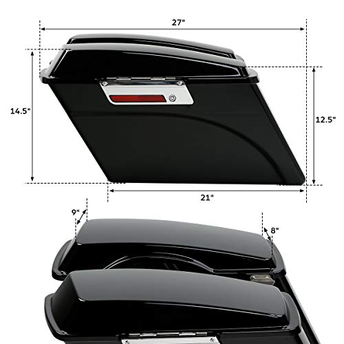 Motorcycle Hard Saddlebags with Chrome Conversion Brackets Fit For Harley Softail Deluxe Heritage Softail 1984 (Vivid Black W/ Chrome Latches)