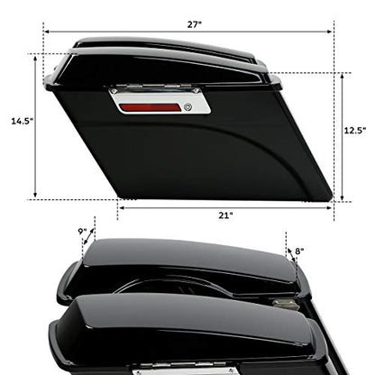 Motorcycle Hard Saddlebags with Chrome Conversion Brackets Fit For Harley Softail Deluxe Heritage Softail 1984 (Vivid Black W/ Chrome Latches)